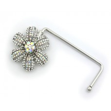 Bag Hanger - 12 PCS  - Rhinestone Flower - Clear -BH-GB1290CL